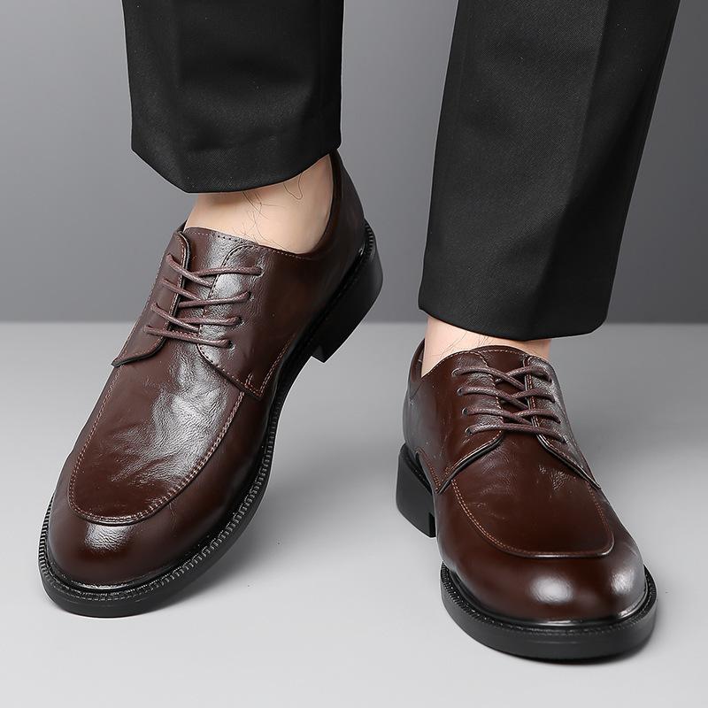 Spring New Men's Shoes Dress Non-slip Leather Shoes Men's Wedding Groom Shoes Lace-up Fashion Men's Shoes
