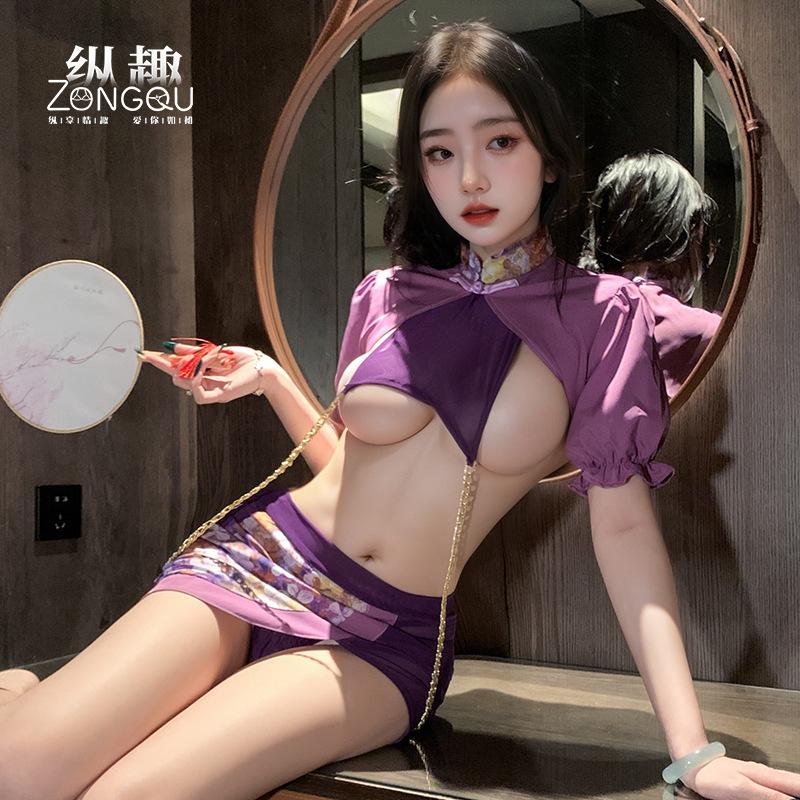 New Sexy Lingerie, Sexy National Style Qipao, Hollow Set, Pure And See-Through, Mature Woman Uniform, Tempting 6421