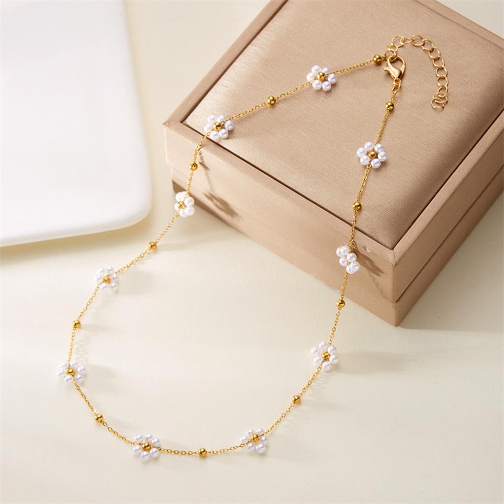 Flower Pendant Jewelry Adjustable Bead Chain Necklace Fashion Pendant Necklace Flower Neck Jewelry for Daily Party
