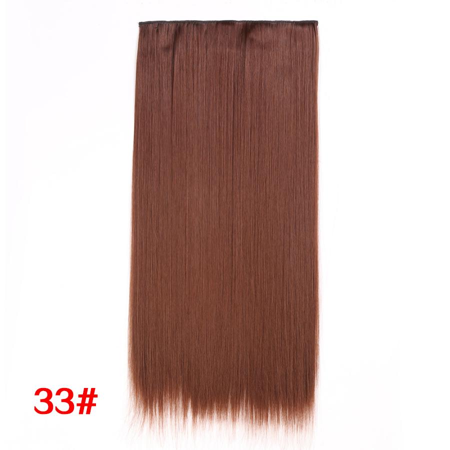 Leeons 5 Clips In Hair Extensions Synthetic Straight Heat-Resisting Fiber Clip On 24 Inch Blonde Brown Fashion Color For Women
