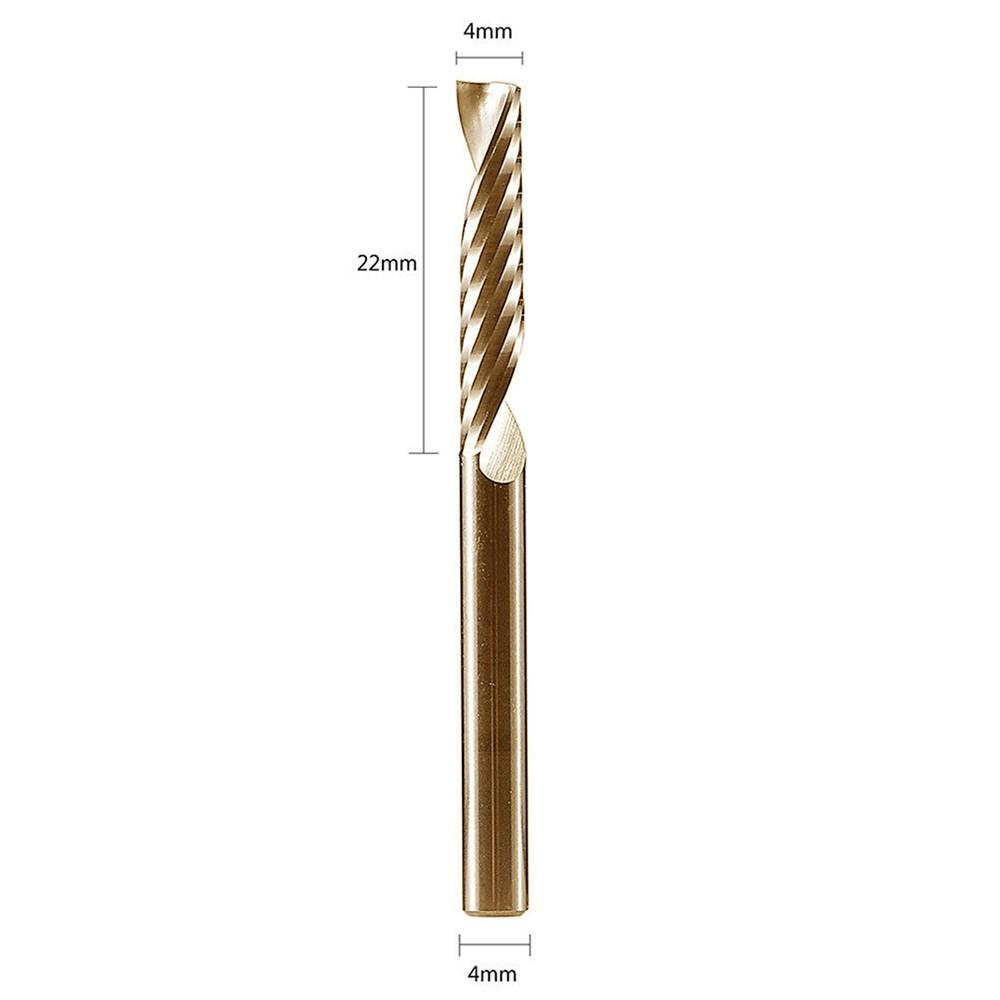 2Pcs Single Flute Spiral End Mill Carbide Router Bits for Aluminium Board 4*22mm