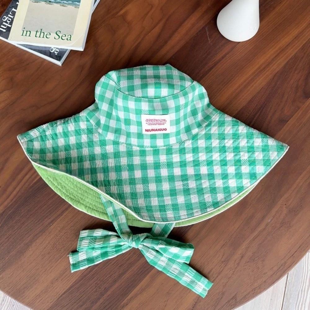 

Корейский стиль шляпа рыбака универсальная шляпа от солнца с широкими полями новая клетчатая панама для летних путешествий зелёный