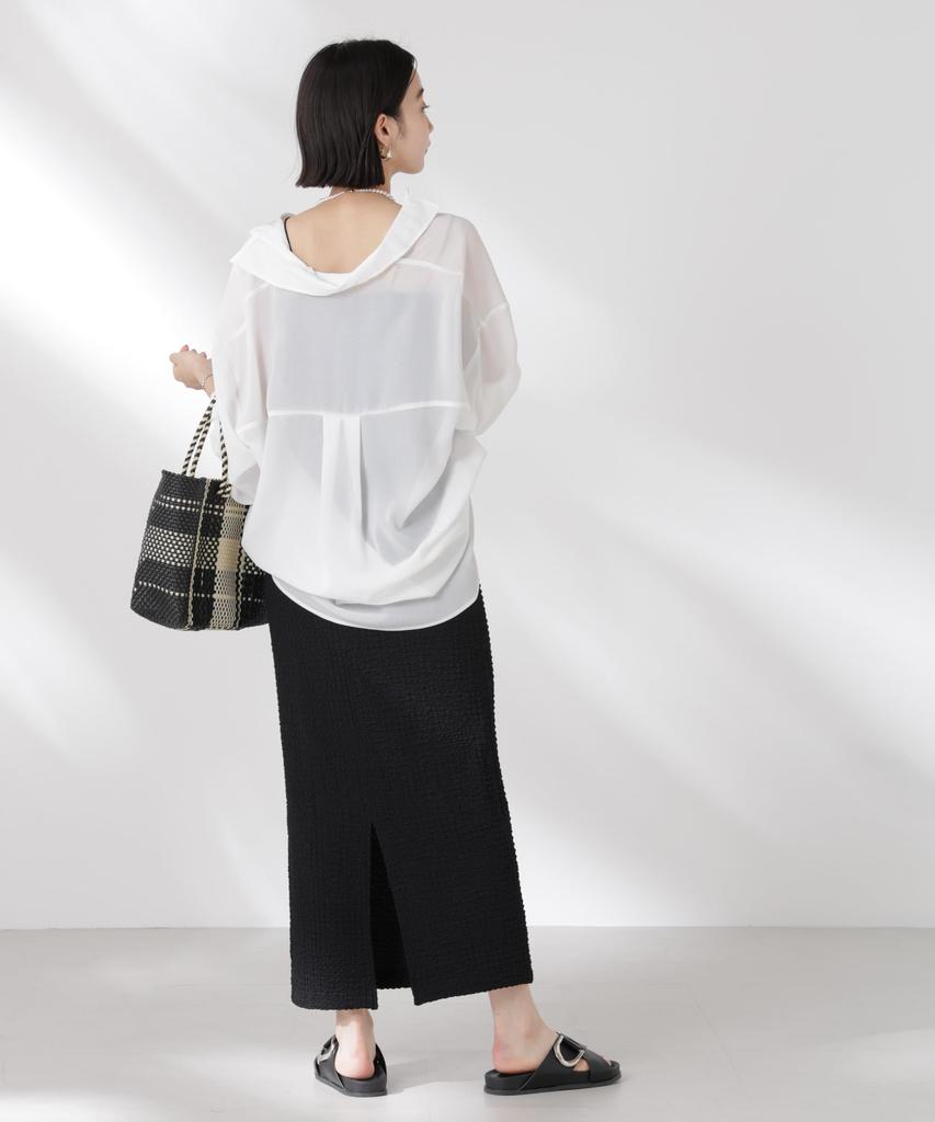 Nano Universe Sheer Oversized Size F Women's Shirt, 030, White, 673-5120318