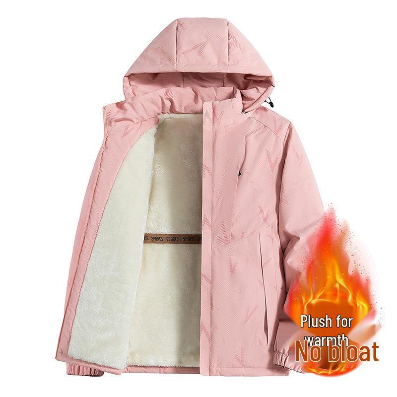 Men's Windproof Waterproof Hooded Jacket with Velvet Lining for Autumn & Winter