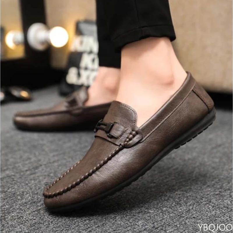 Trendy Men's Flats Summer Casual Bean Bean Shoes Lightweight Breathable Vulcanized Shoes Versatile Male Loafers Zapatos Homme