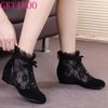 Fashion GKTINOO 2025 Fashion Summer Ankle Boots for Women Flat Heel Boots Mesh Height Increasing Casual Shoes Genuine Leather Big Size