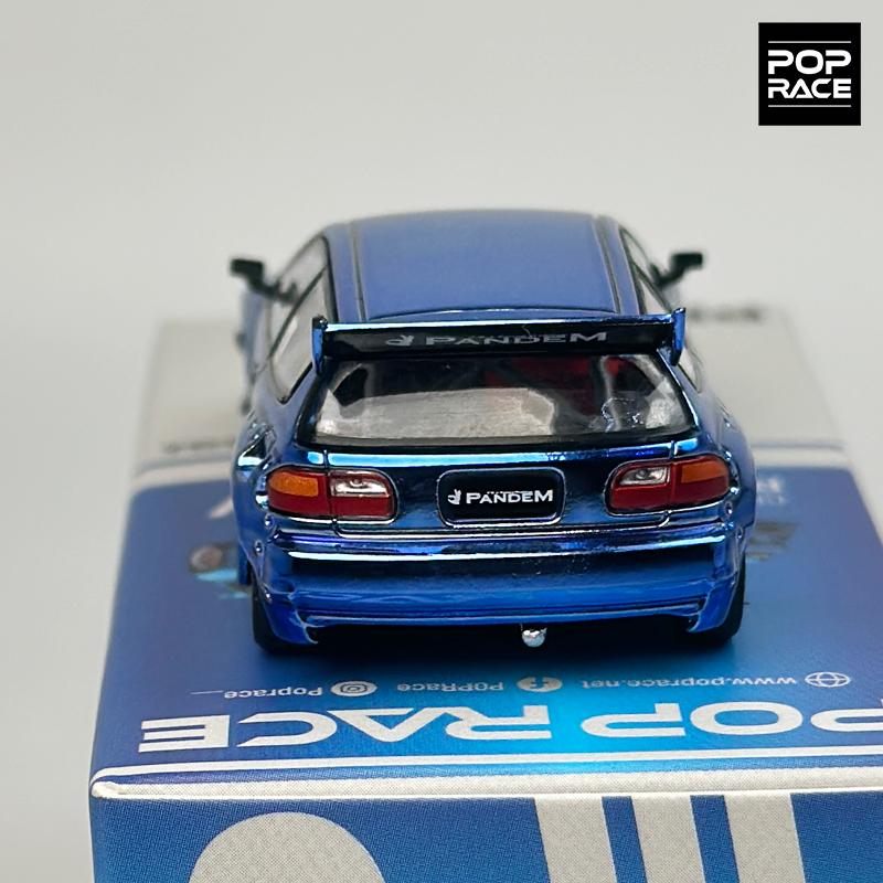 POPRACE 1:64 Rocket Rabbit Civic EG6 Chrome Blue alloy car model 206