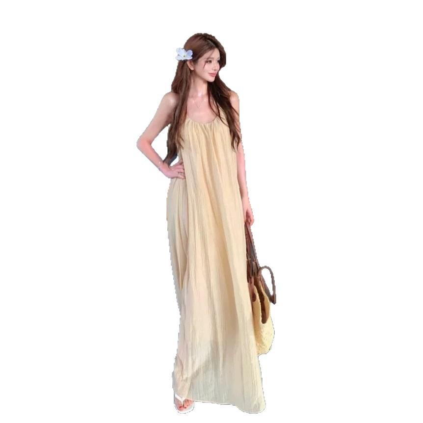 Seaside Vacation Style Is Unique and Beautiful, Super Good-looking Suspender Skirt Design Sense Backless Sleeveless Dress 2026 Summer Women