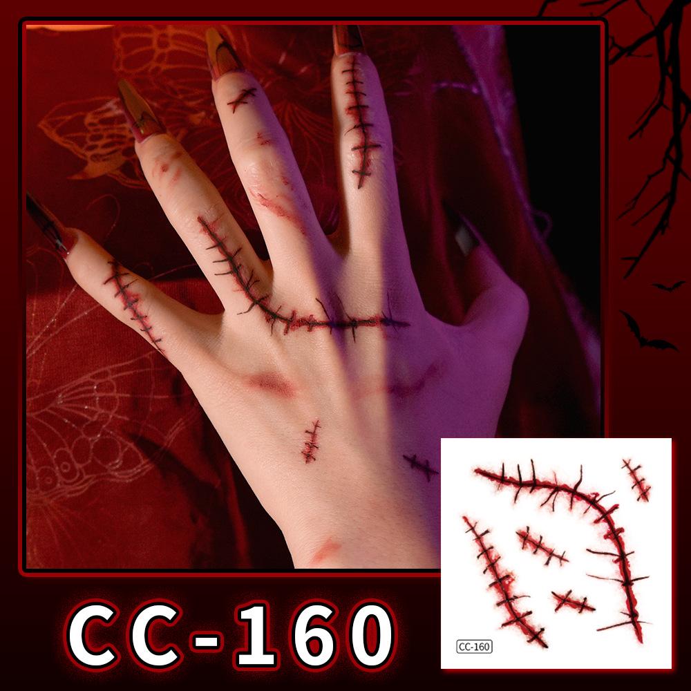 Nuovi Tatuaggi Impermeabili di Halloween Horror Cicatrice Faccia - Adesivi Trucco Opachi per Feste Festival