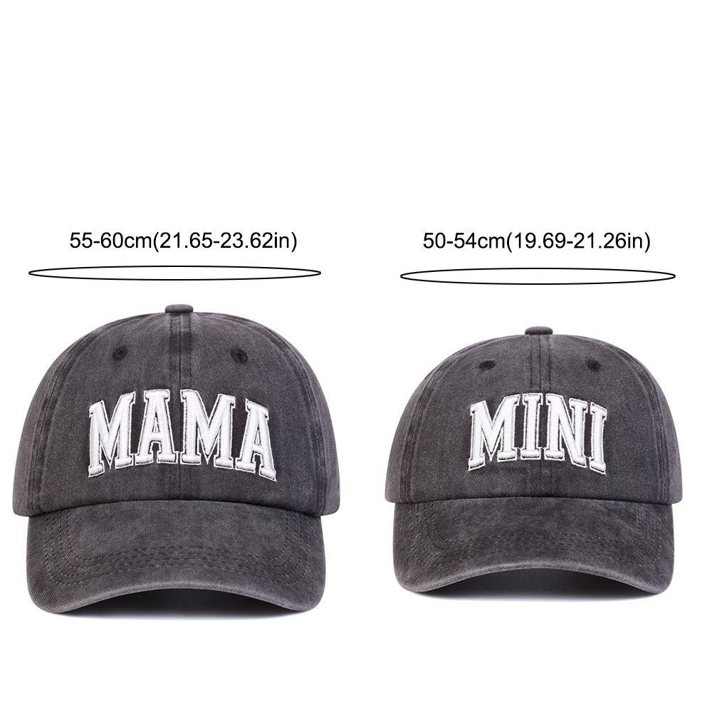 Fashion Washed Cotton MAMA MINI Embroidery Caps Vintage Breathable Parent-Unisex Baseball Hats Adjustable Baseball Cap