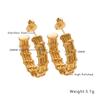 18K Gold-Plated Twisted Rope C-Shaped Earrings for Women
