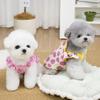 Cute Strawberry Pattern Dog Dress Ruffle Sleeveless Princess Dress with Bow Summer Breathable Puppy Outfit for Small Dogs Cats