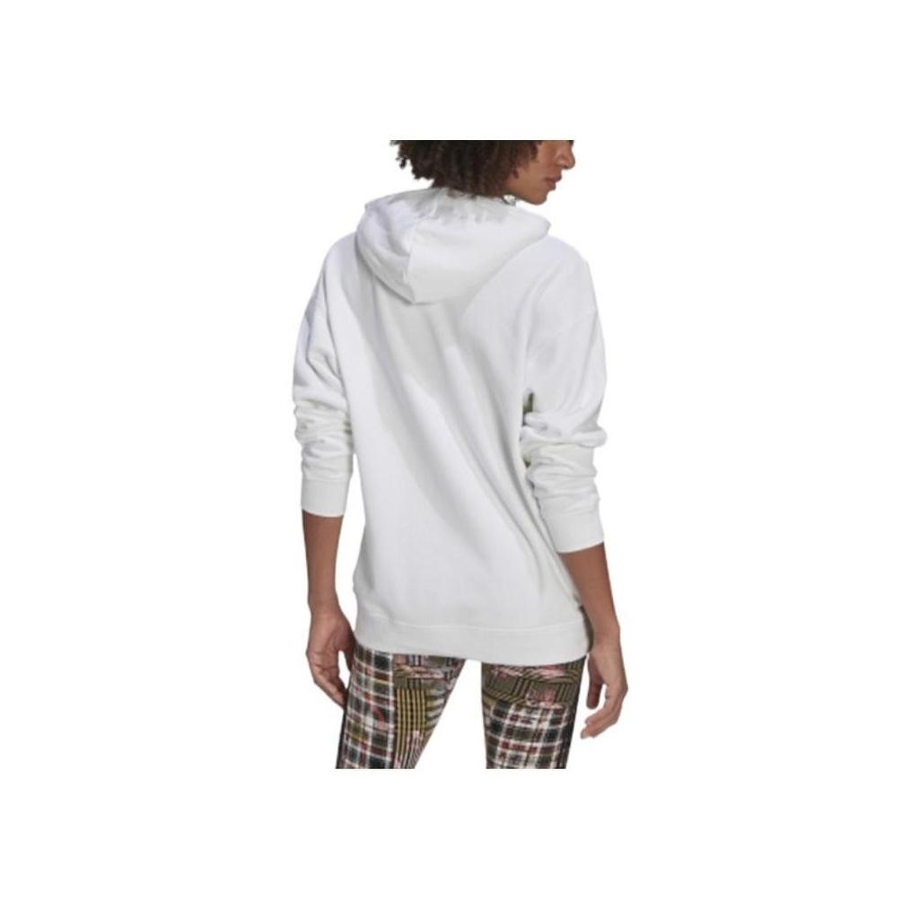 adidas Originals Trefoil Series Solid Color Hooded Pullover Long Sleeve Sweatshirt Classic Logo Print Casual Daily Tops Women White H20456