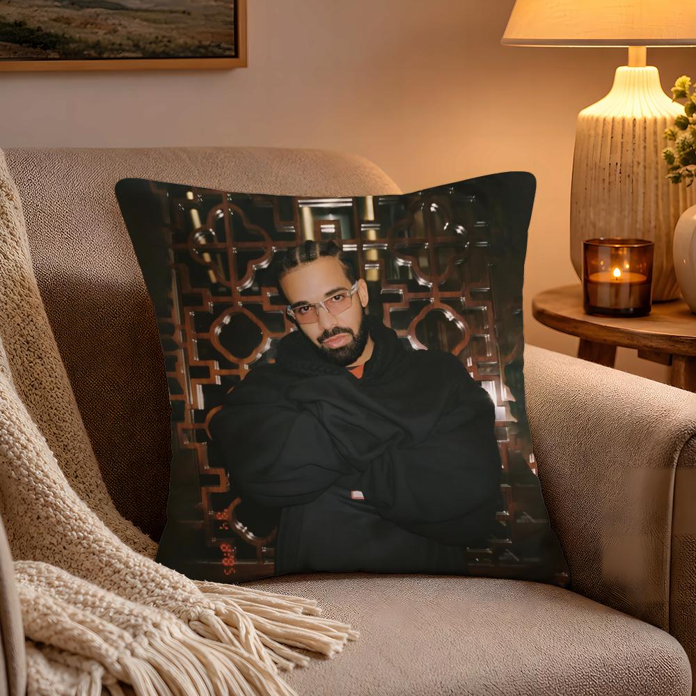Hot Cool Singer DDrake Pillow Case Soft Plush Cushion Cover Double Print and Invisible Zipper for Sofa Home Car Use