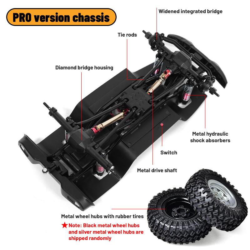 C8801 PRO 4WD RC Car 1/18 Scale Model 4x4 Off-road Remote Control Climbing Vehicle 2.4G 12km/h High Speed Crawler Toys for Kids