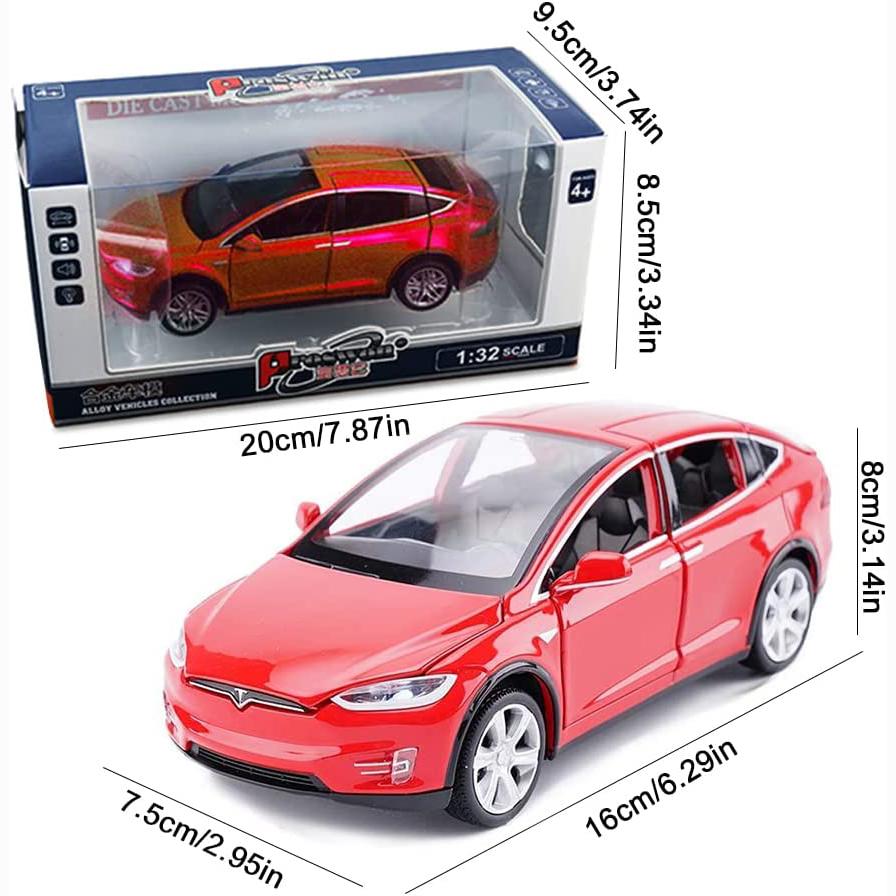 1:32 Scale Model X Alloy Diecast Toy Car, Pull Back Vehicle Door Opening with Sound and Light for Kids Adults Gift Collection