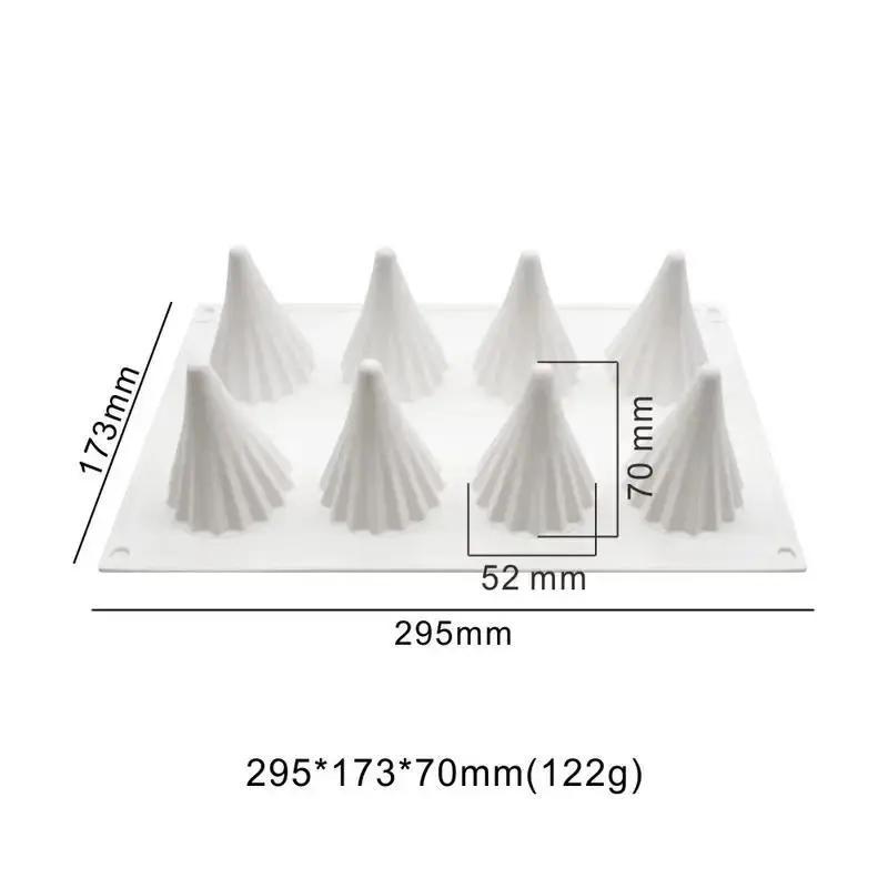 8 Christmas Tree Silicone Mold Icing Biscuit Aroma Candle Mold Stripe Tree Chocolate Mold