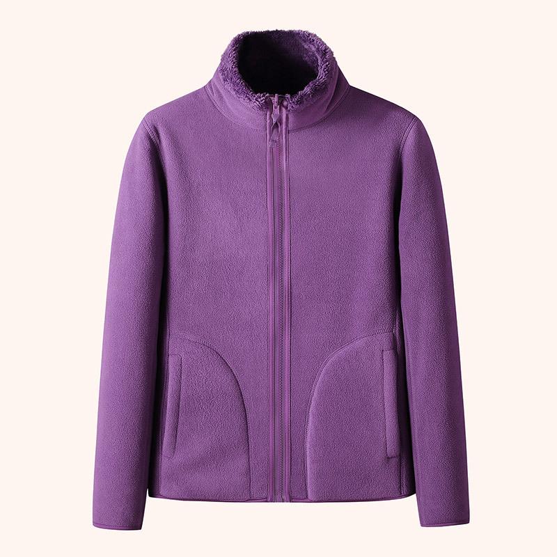 

Флисовая женская верхняя одежда, модная универсальная зимняя спортивная утепленная двухсторонняя теплая куртка для женщин S фиолетовый