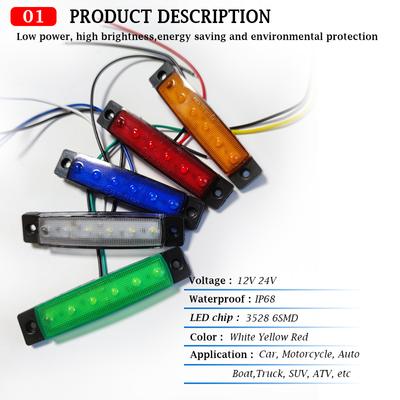2Pcs Car External LED Lights 24V 12V 6LED Auto Bus Truck Lorry Side Marker Indicator Led Trailer Warning Rear Side Brake Lamp