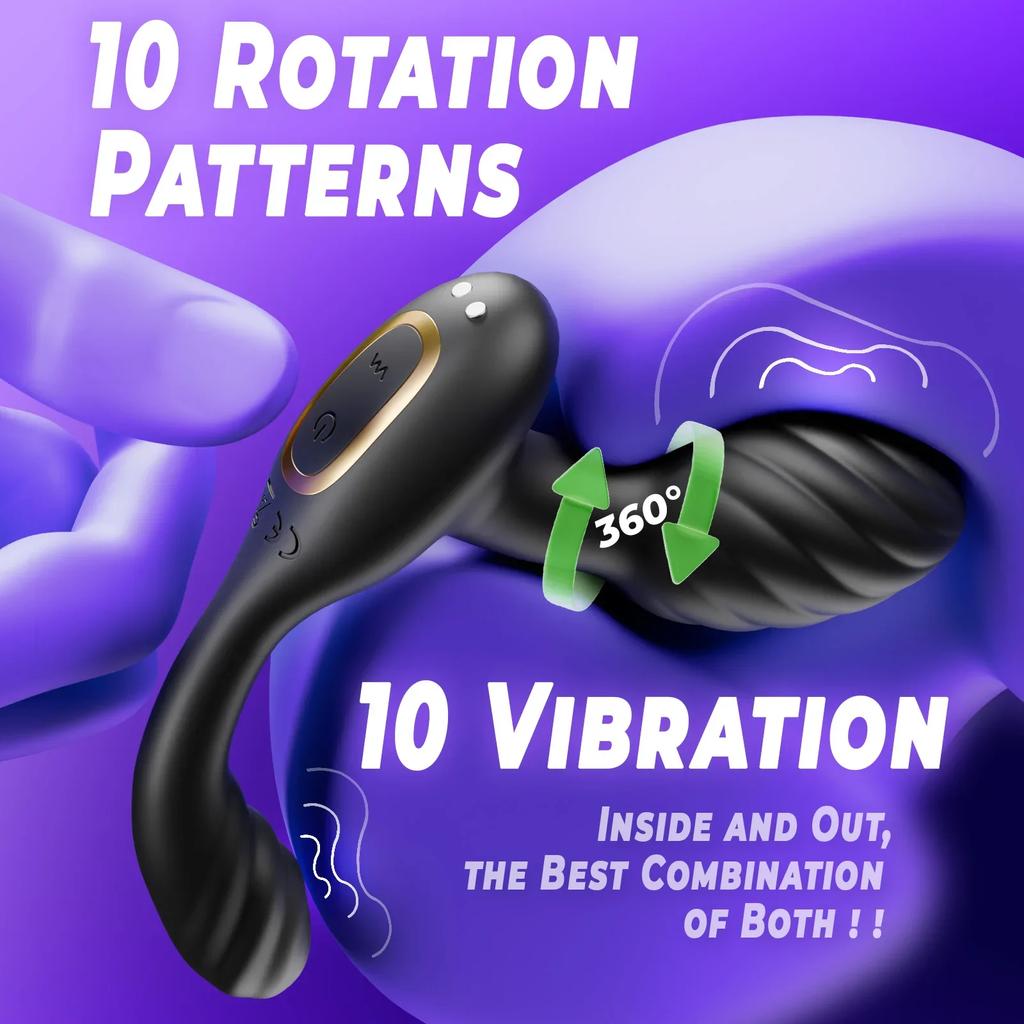 Rotating Anal Plug Vibrator with Remote Control for Men Women Prostate Massage Adult Sex Toys