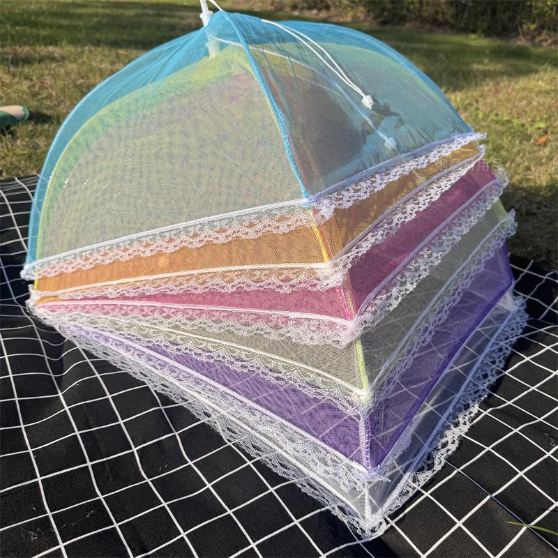 Rectangular White Insect-Proof Dustproof Folding Mesh Table Cover