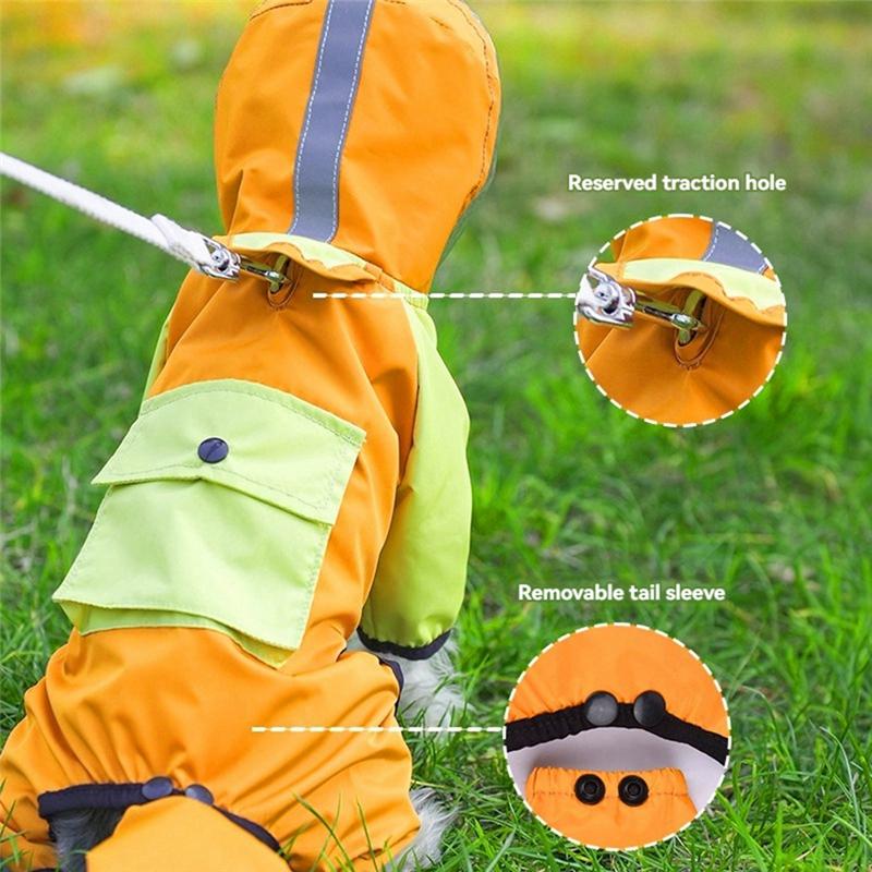 Dobrý Vodotěsný Psí Pláštěnka s Průhlednou Kapucí Kombinéza, Oblečení pro Domácí Mazlíčky pro Psy a Kočky, Odolná Vodotěsná Bunda