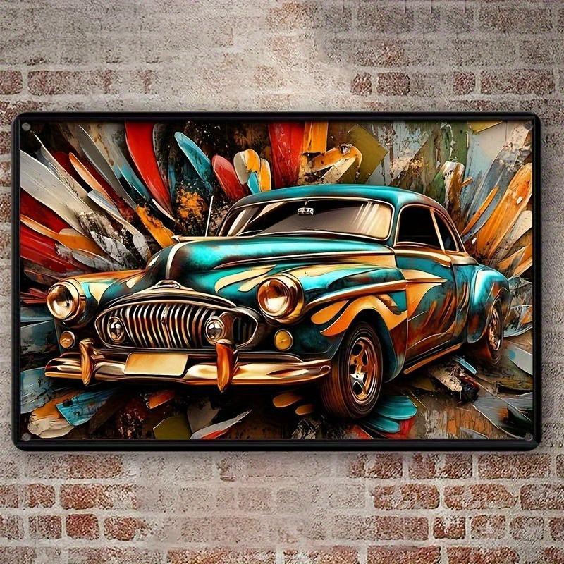 2d Flat 30*20cm, Boho Style Retro Car Wooden Wall Art, Multipurpose Sign Decorative Hanging Plaque for Home, Living Room, Kitchen, Garden, Bedroom
