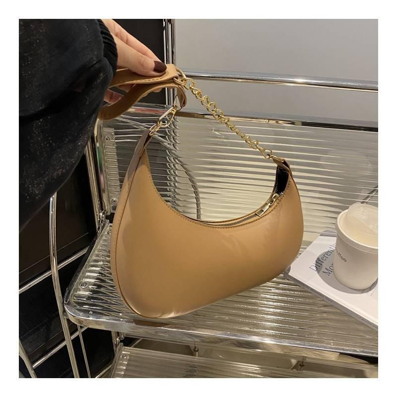 Stylish Mid-sized Crescent Handbag For Women 2024 Simple Urban Pu Leather Bag
