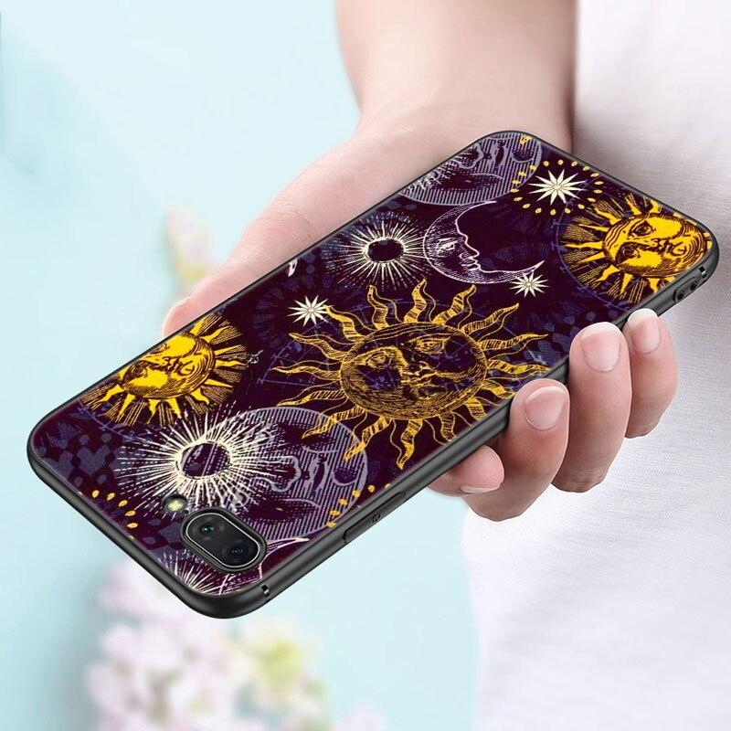 Funny Sun Moon Face Phone Case For Apple iPhone 14 13 12 Mini 11 Pro Max 7 8 XR X XS 7 8 Plus SE 2020 2022 Black Cover