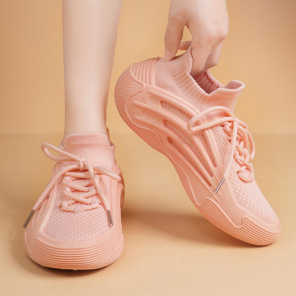 Flying Mesh Sneakers, Spring and Autumn New Socks, Lightweight, Niche, Thick-soled, Casual, Breathable Running