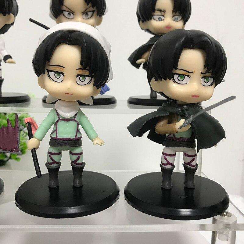 Attack On Titan Anime Figure Toys Levi Mikasa Ackerman Action Figure Eren Jager Armin Arlert Figurine Model Doll Toys