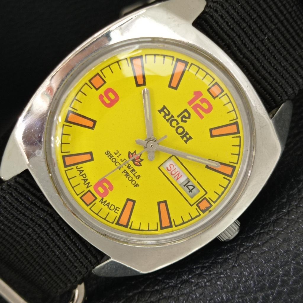 RICOH R31 АВТОМАТИЧЕСКИЕ ВИНТАЖНЫЕ ЯПОНСКИЕ МУЖСКИЕ ЧАСЫ ЖЕЛТОГО ЦВЕТА a707695-1