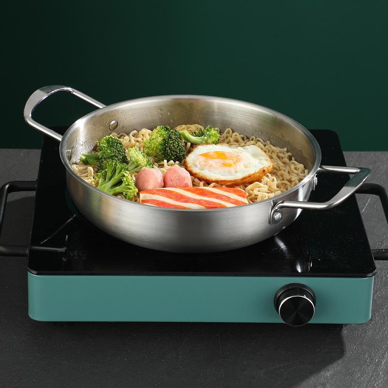Stainless Steel  Pot With Double Handles Food Grade Perfect For Cooking Ramen Seafood Home Restaurant Use