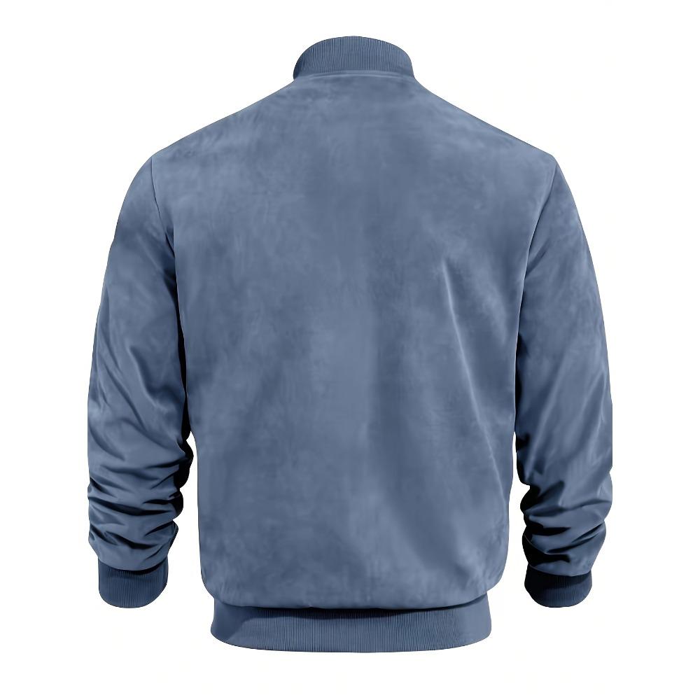 Men's Casual Retro-Inspired Lightweight Zip-Up Jacket Solid Color Baseball Collar
