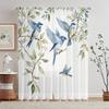 2PCS Digital Printed Sheer Curtain, Summer Blue Bird Print, Bright Seasonal Nature Garden for Living Room Bedroom Home Decor