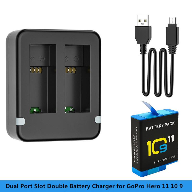 Dual Battery Charger For GoPro 9 10 11 Battery Charger LED Light Charging 2Ways for GoPro Hero 10 11 Action Camera Accessories
