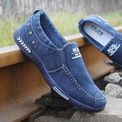 Denim Herr Canvas Skor Slip on Sneakers Herr för Sommaren 2024 Nya Utomhus Körning Mockasin Trendiga Vintage Loafers Skor för Män
