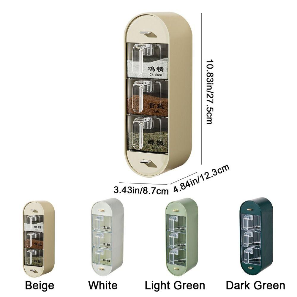 Sealed Wall-Mounted Seasoning Box Plastic Spice Container Practical Spice Dispenser  for Home