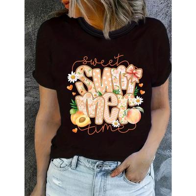 Casual Fashion Women's Summer Time Letter Print Women's T-Shirt