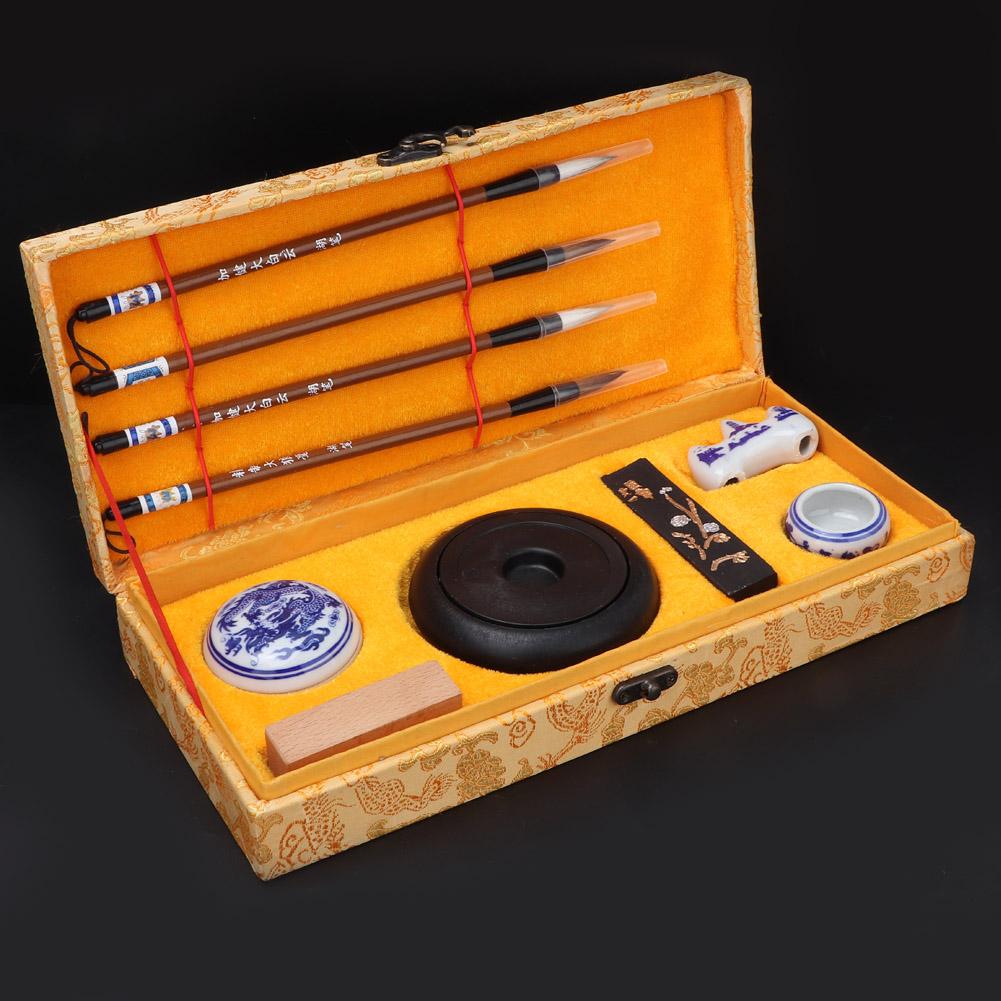 Kinesisk tradisjonell kalligrafisett Fire skatter av studiebørsten PenInkPaperInkstone