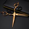 6.0 Inch Black And Gold Notched Handle, Nimpson Hair Scissors, Haircut, Flat Scissors, Bangs, Scissors, Thin Scissors