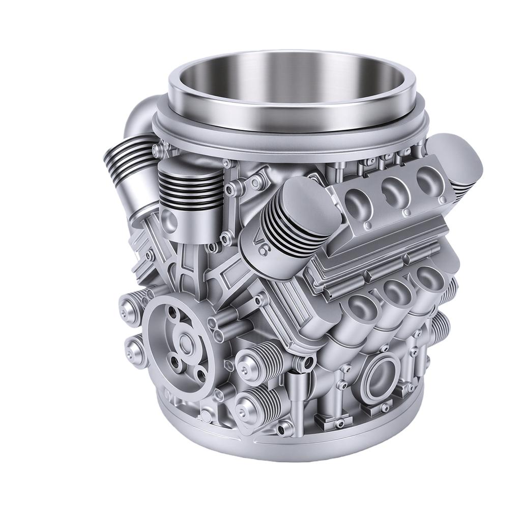 Coffee Mug Reusable Resin Stainless Steel Engine Coffee Cup with Ergonomic Handle for Present