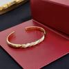 Open Rotating Bracelet of High Quality V Micro Inlaid Craftsmanship 18K Gold Plating Material Unisex Gift for Girlfriend