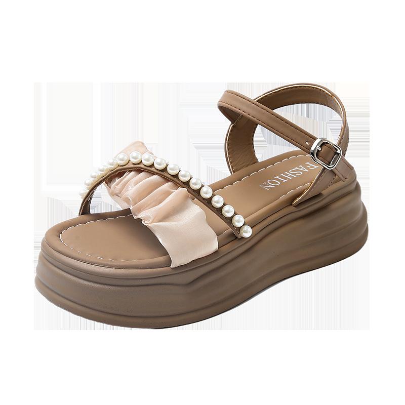 

Lightweight heightening muffin platform sandals women summer wear fairy style fashion versatile non-slip Internet celebrity Roman shoes women 39 хакі