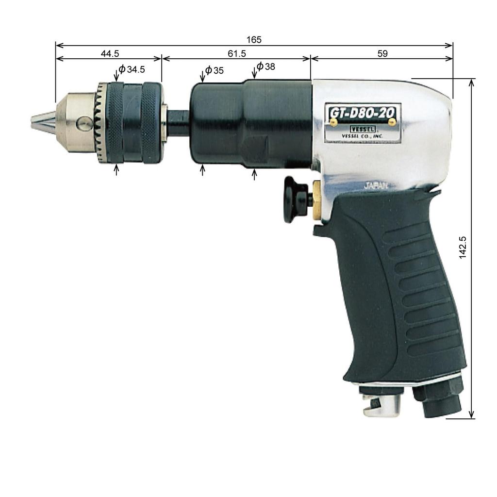VESSEL Air Drill Pistol Type GT-D80-20