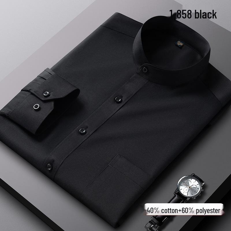 Pánská košile s dlouhým rukávem, čínská červená, stojáček - Profesionální korejský styl pracovní oděv