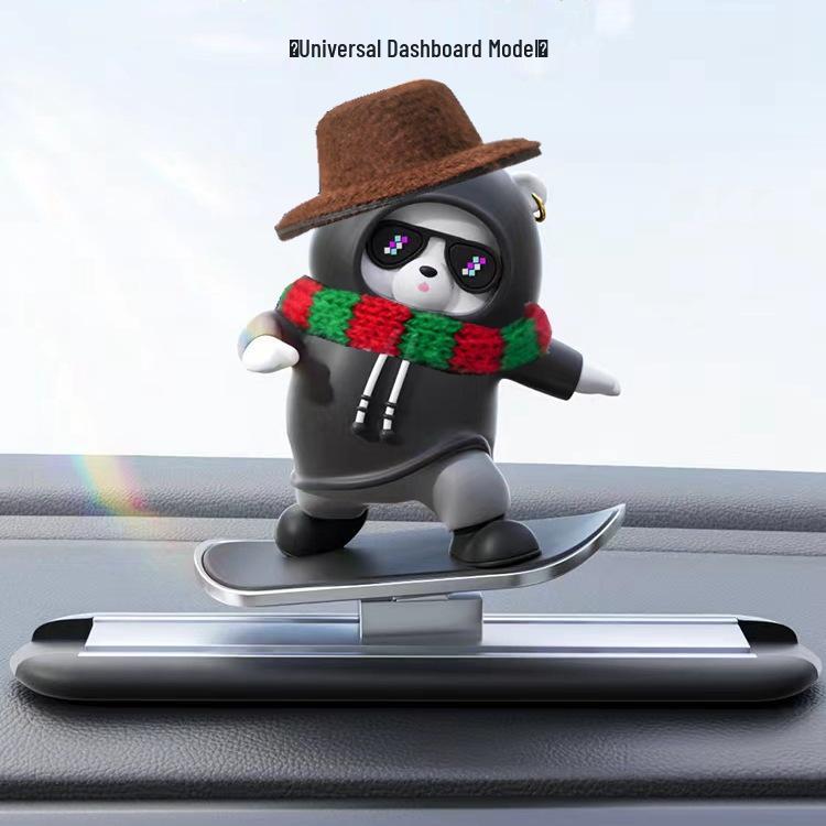 Cross-Border Skateboard Bear Ornament: Creative Floating Bear for Car Interiors