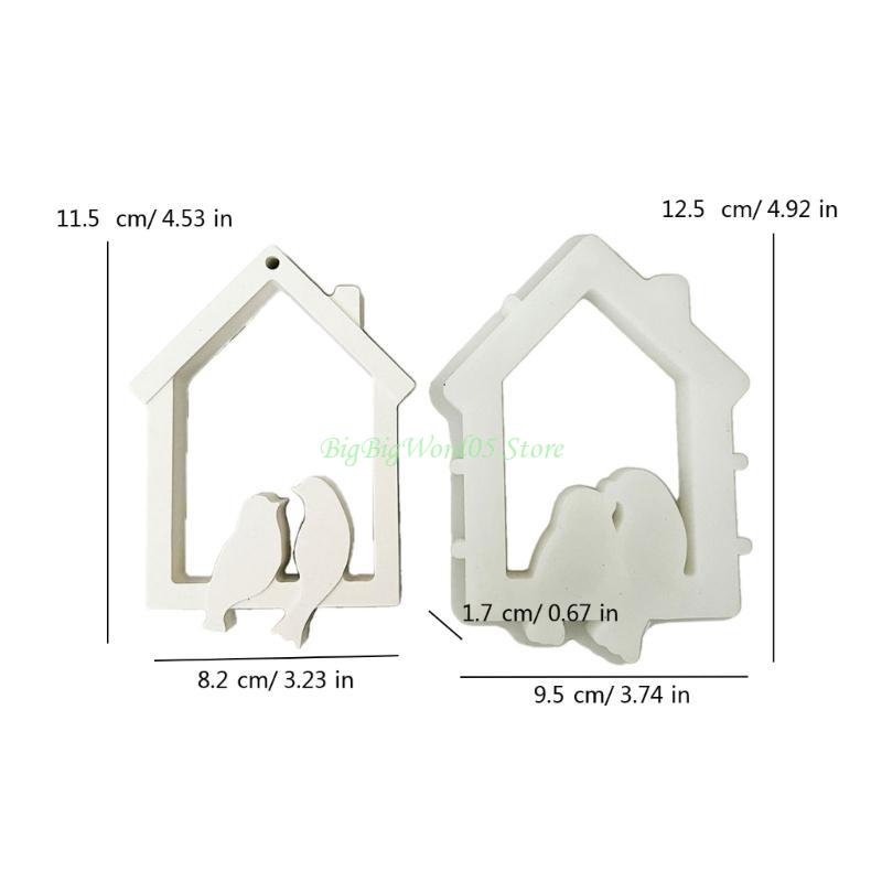 24TE Birds House Wall Hanging Silicone Mould Plasters Molds Baking Molds Hanging Ornament Molds Home Decorations