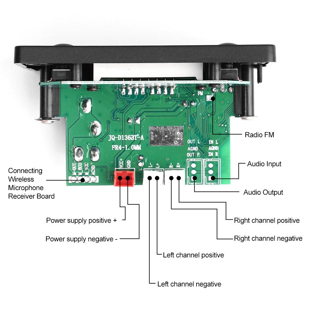 25W MP3 Amplifier Bluetooth 5.0 DC 7-16V Decoder Car MP3 Audio Player with Radio Microphone Music Player Speaker