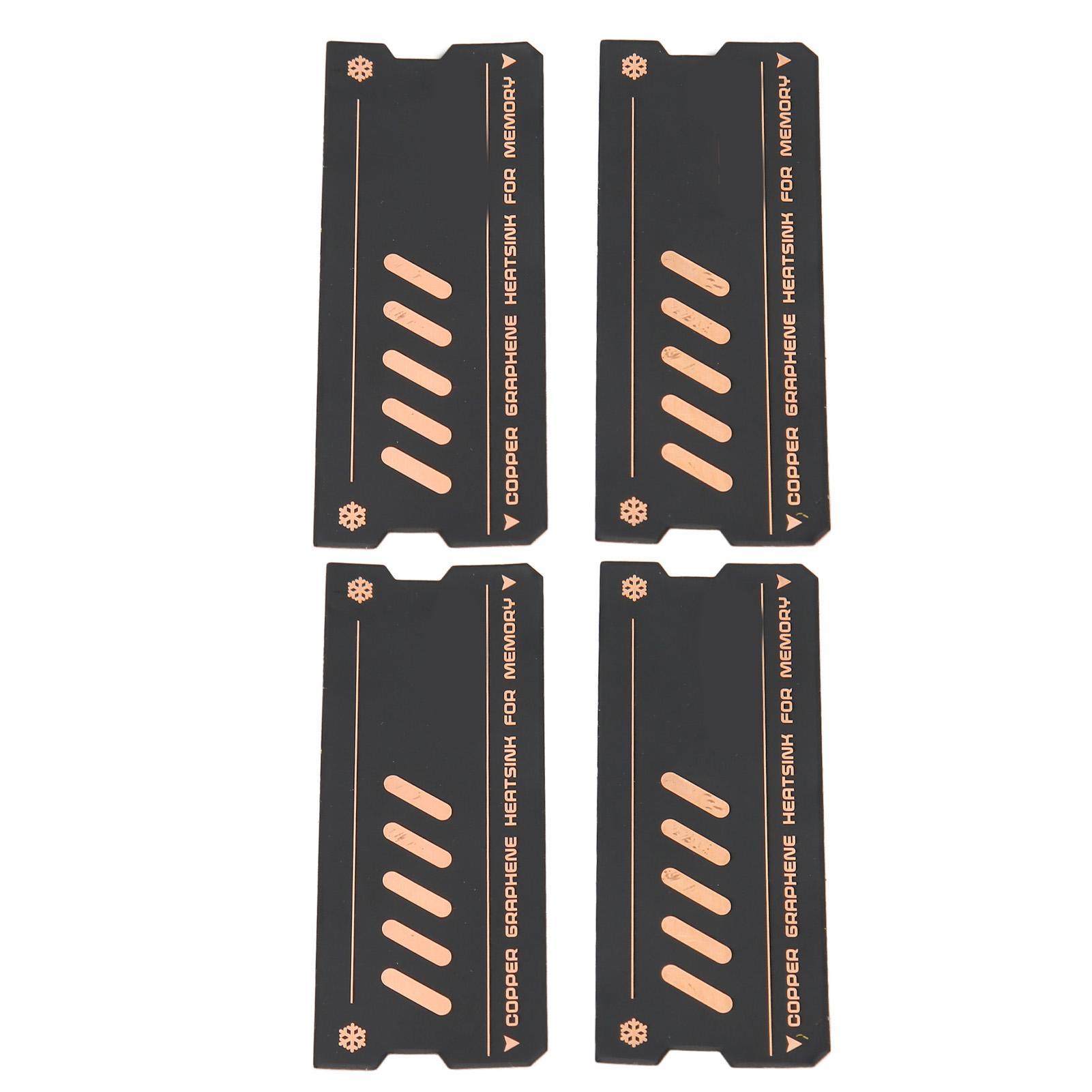 

4 Pcs Laptop Memory Heatsink Precise Heat Conduction Rapid Cooling Copper Graphene DDR4 DDR5 Memory Cooler